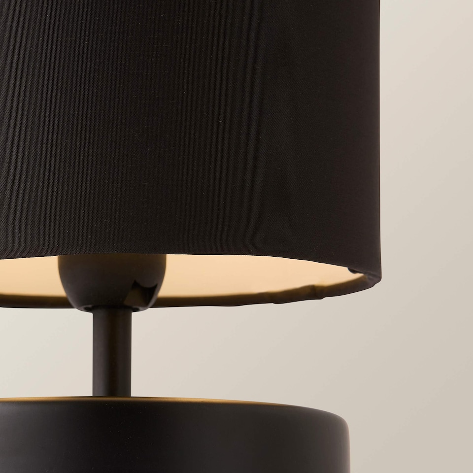 image 1 of ValueLights Francis Pair Black Touch Table Lamps Black Shades and Bulbs