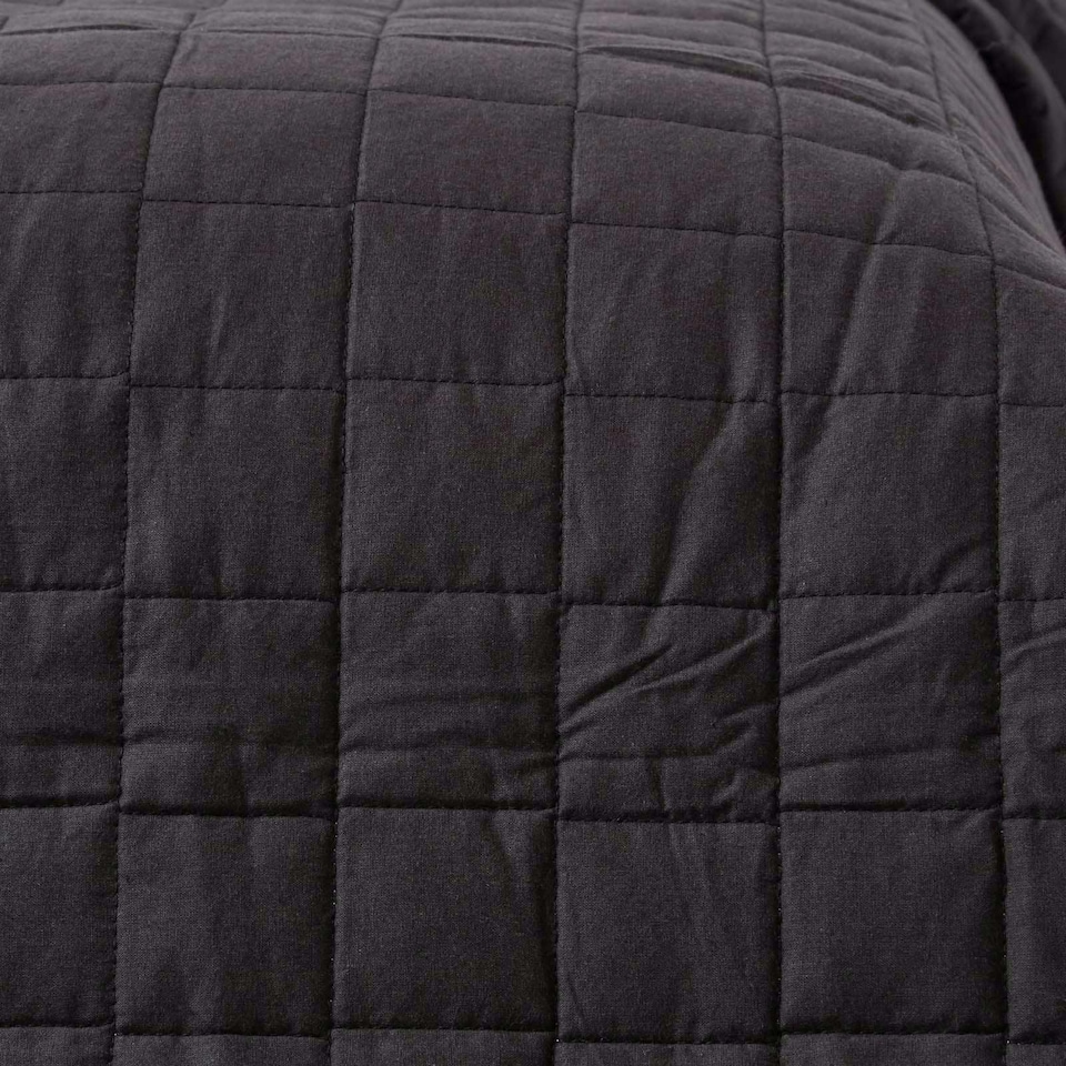 image 1 of Homescapes Cotton Quilted Reversible Bedspread Black and Grey - 230 x 250 cm | Black