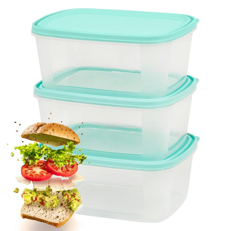 image 1 of 3 x 2L Microwave & Freezer Safe Food Storage Containers With Airtight Lids