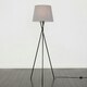image 1 of ValueLights Camden Black Tripod Floor Lamp Grey Taper Shade & Bulb Grey
