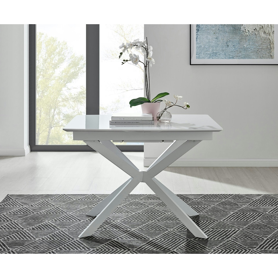 image 1 of Furniturebox Lira 120cm Rectangular Extending White High Gloss 4 6 Seat Dining Table