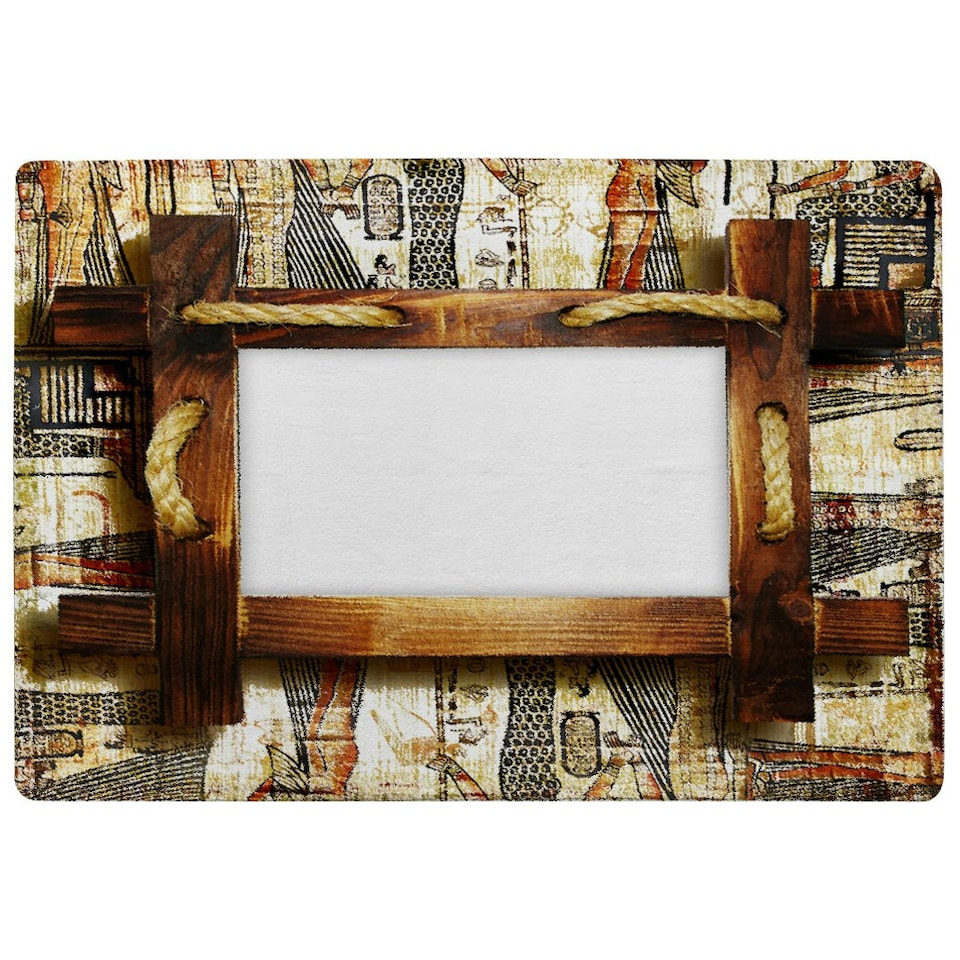 image 1 of Rustic Egyptian Wooden Frame (Rug) Brown | Large: 140x200cm