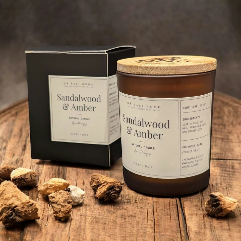 image 1 of NĀ PALI Handcrafted Candle | Aromatherapy | SANDALWOOD & AMBER Brown | One Size