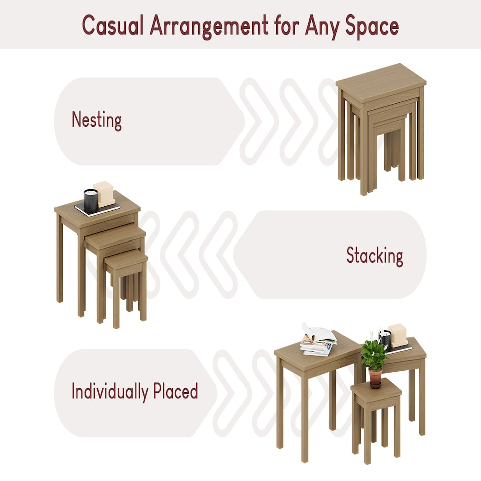 image 1 of Vida Designs Oakridge Set of 3 Nest of Tables Sofa Side End Table, Oak