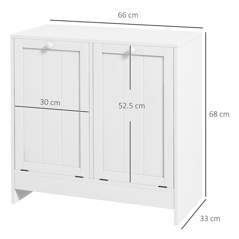 image 1 of kleankin Tilt-out Laundry Storage Cabinet with 2 Compartment Hampers, White