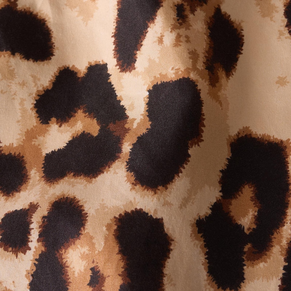 image 1 of OHS Leopard Print Microfibre Easy Care 25cm Deep Fitted Bed Sheet | Brown | Natural | King