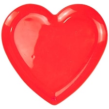 Red Heart Shaped Reusable Plastic Plate 25cm