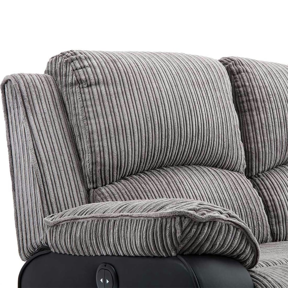image 1 of Postana 2 Seater Electric High Back Jumbo Cord Fabric Recliner Sofa (Grey)