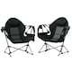 image 9 of Outsunny Hammock Camping Chair Set of 2, Adjustable Back Camp Chair Blue