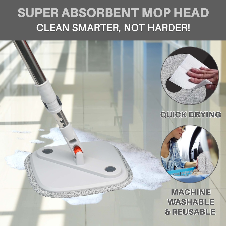 image 1 of 4 x Square Heads Refill Replacement Microfiber Home Cleaner Mopping Head