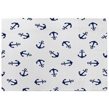 Navy Anchors on White (Rug) Blue | Medium: 80x150cm
