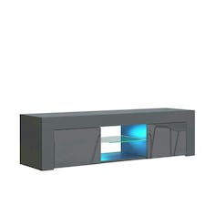 TV Unit 130cm Grey Gloss Doors Grey Matt Body Modern Cabinet | Grey | One Size | 1