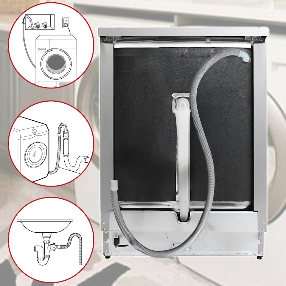 image 1 of SPARES2GO Universal Drain Hose with Right Angle End for Washing Machines (2.5m, 19mm / 21mm)