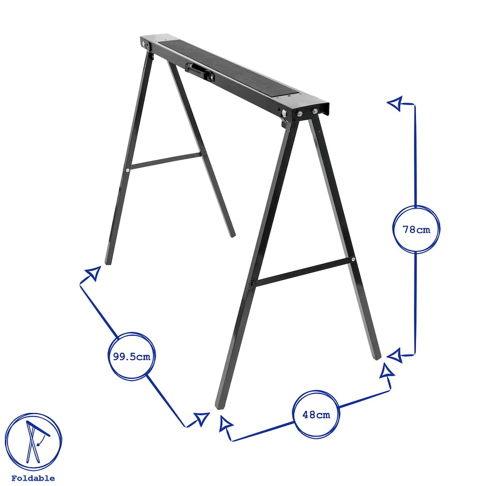 image 1 of Harbour Housewares Folding Iron Saw Horses - Black/Black - Pack of 2