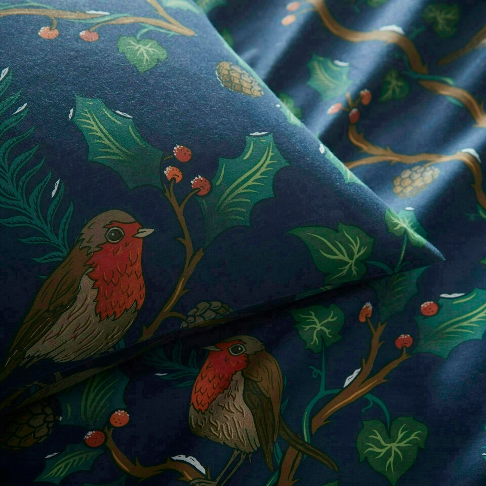 image 1 of Portfolio Home Dalby Robins Holly Bedding Duvet Cover Set Blue | King