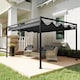 image 2 of Outsunny 4 x 3(m) Metal Outdoor Pergola with Retractable Roof, Outdoor Gazebo Canopy Shelter with Drainage Holes for Garden, Patio, Lawn, Black