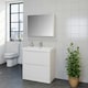 image 2 of Bathroom Floor Standing 2-Drawer Vanity Unit with Basin 800mm Wide - Gloss White - (Arch) - Brassware Not Included | White | White | 1