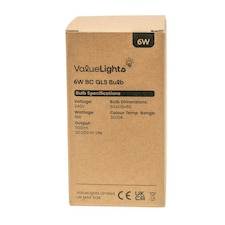 ValueLights 10 Pack B22 White Plastic GLS LED 6W Warm White 3000K 500lm Light Bulb