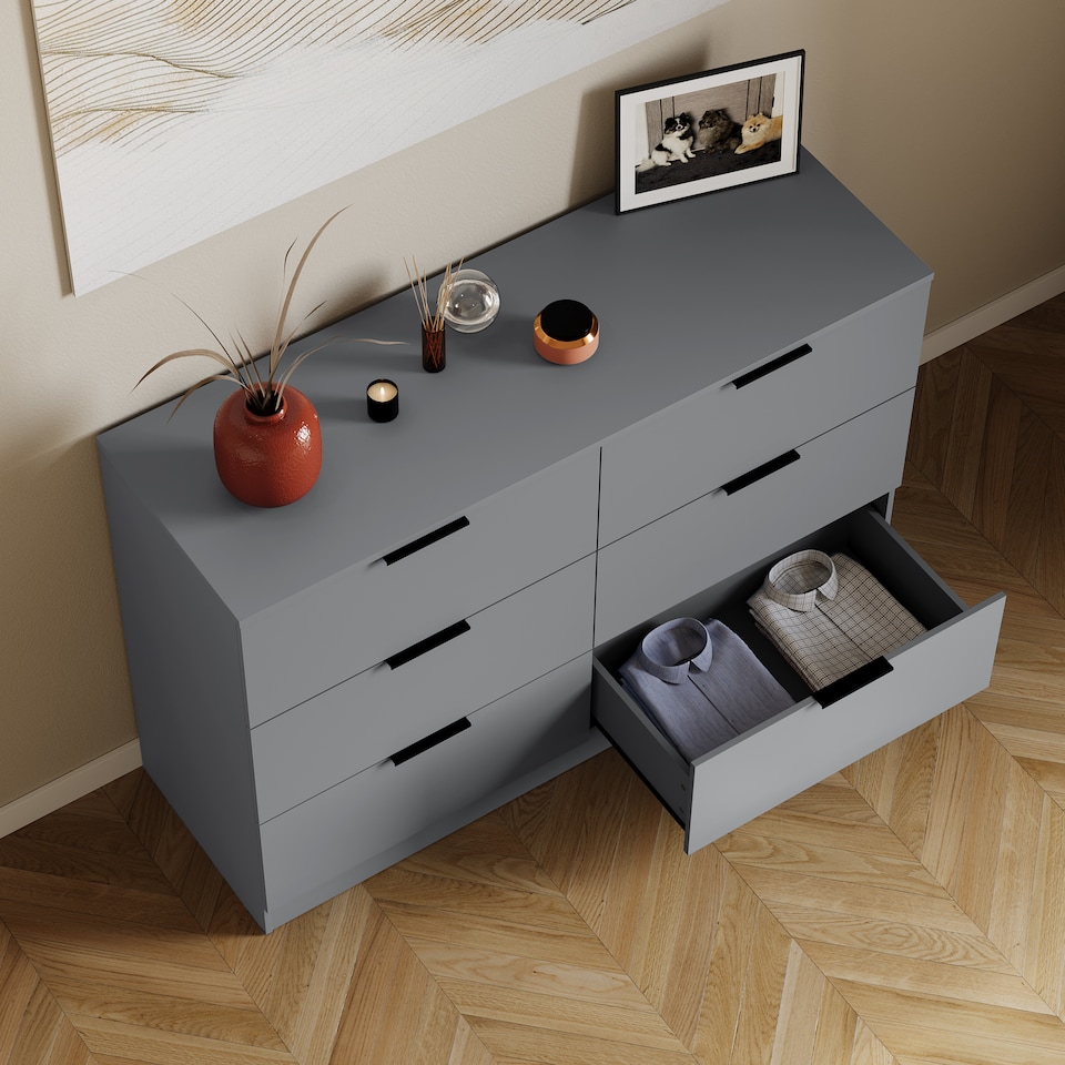 image 1 of Vida Designs Trega 6 Drawer Chest of Drawers Bedroom Furniture Clothing Storage Unit - Grey