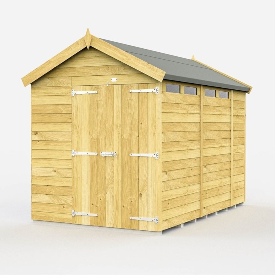 image 1 of 7 x 11 Feet Apex Security Shed - Double Door - Wood - L329 x W214 x H217 cm | Brown