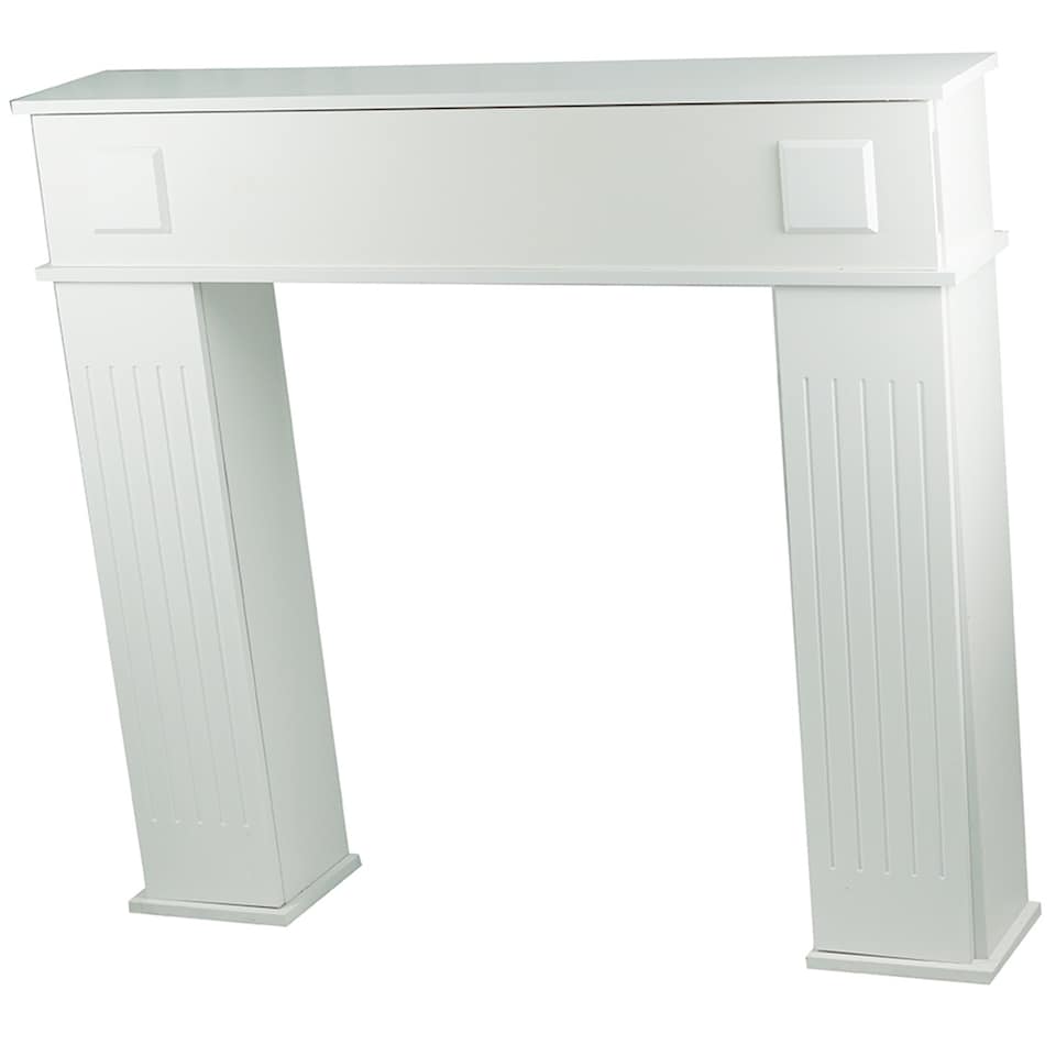 image 1 of Gr8 Home Wooden White Fireplace Surround Mantelpiece Storage Cabinet Shelves Unit Stand