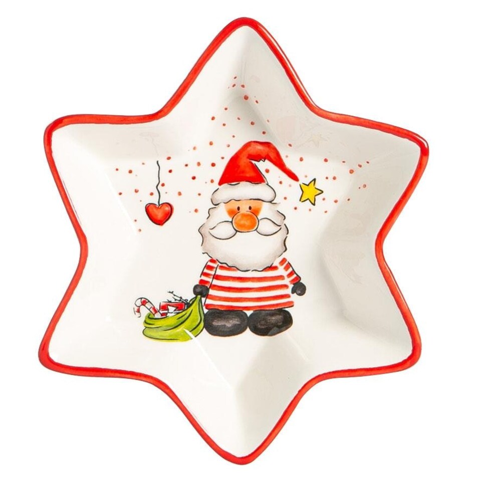 Nicola Spring Father Christmas Star Serving Platter 18cm White
