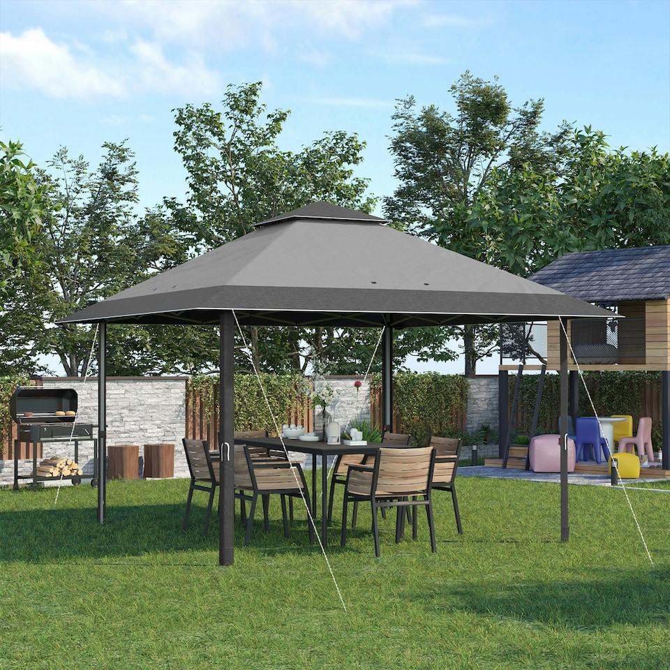 image 1 of Outsunny 4m x 4m Outdoor Pop-Up Canopy Gazebo Adjustable Legs Bag
