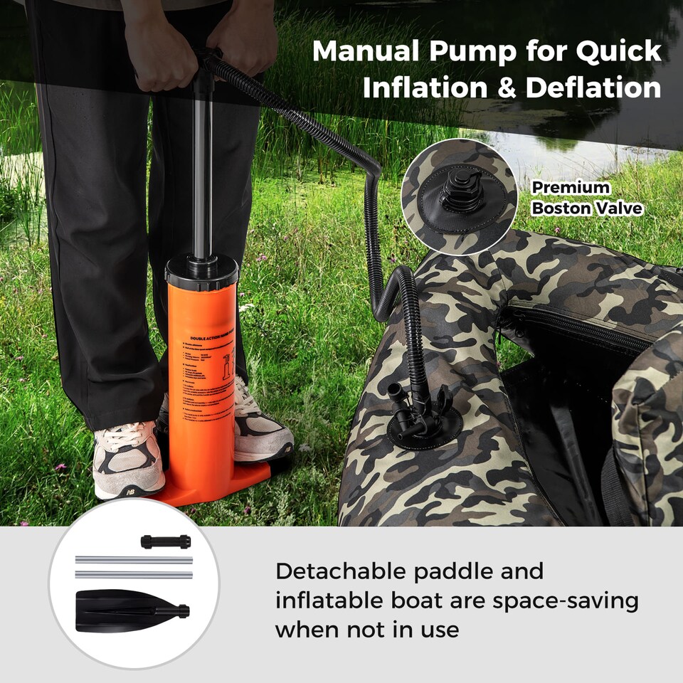 image 1 of COSTWAY Fishing Float Tube V-Shaped Inflatable Float Tube w/Rod Holder