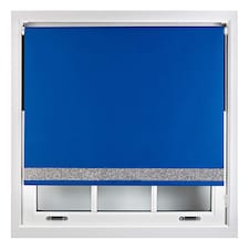 FURNISHED Thermal Blackout Roller Blinds with Glitter Edge - (W)215cm x (L)210cm | Blue | Blue | (W) 215cm x (L) 210cm