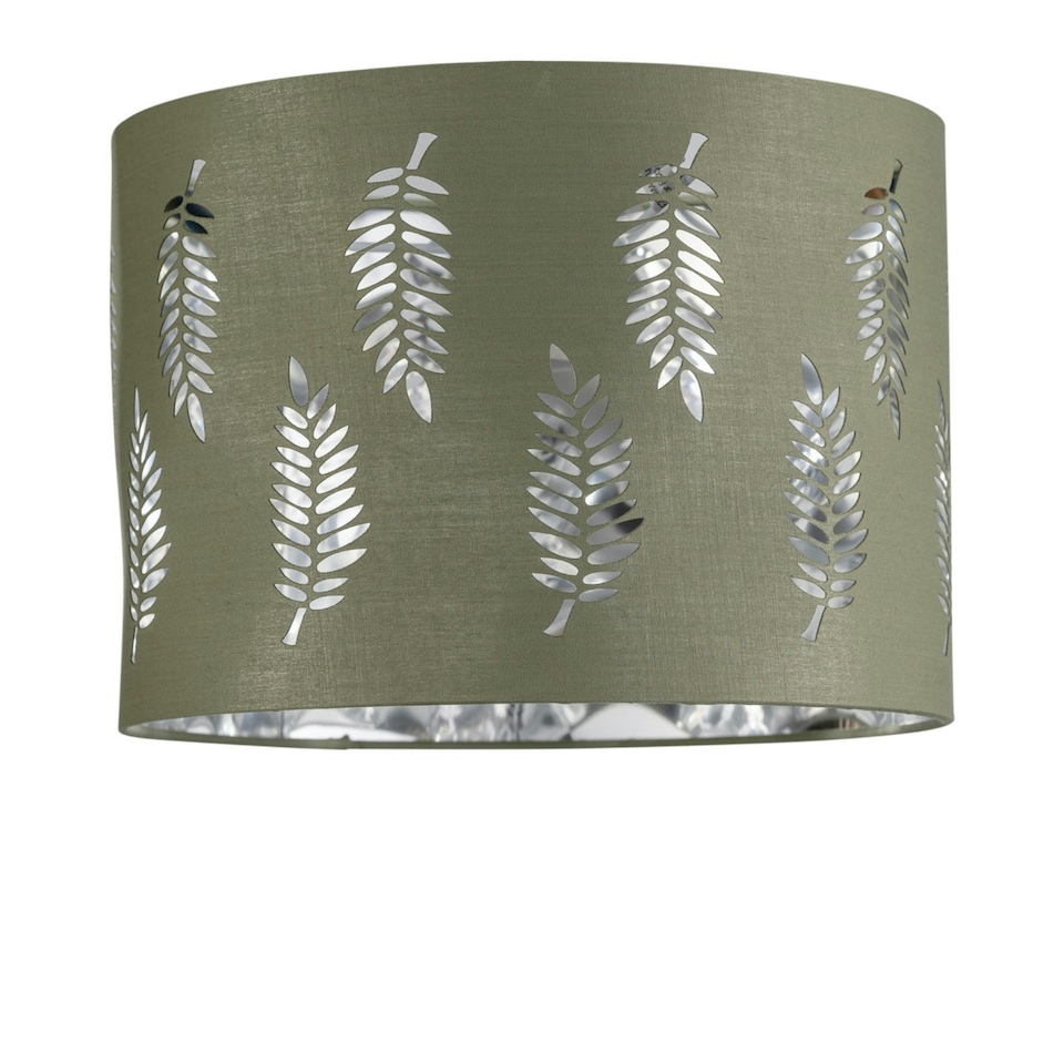 image 1 of Fern - Sage Green Cut Out 25cm Pendant Lightshade Green | Silver