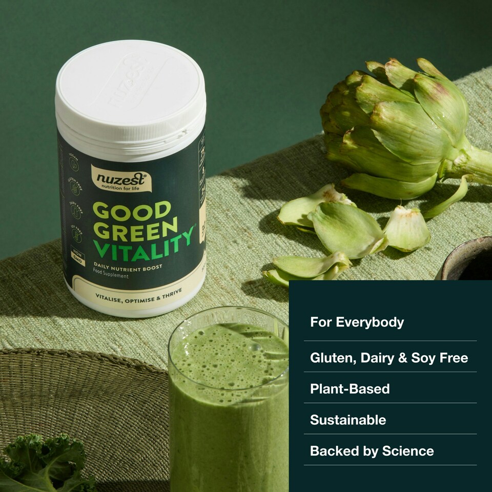 image 1 of Good Green Vitality – Vitamins, Minerals & Superfoods – Vegan Multivitamin Greens Powder - Gluten Free - Dairy Free - 300g - 30 Servings