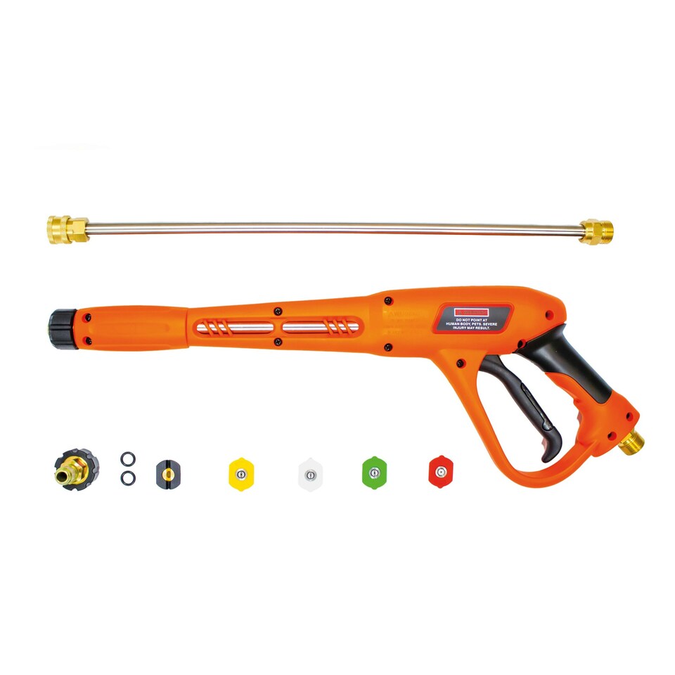 image 1 of Hi-Vis Orange Heavy Duty Industrial High Pressure Trigger Gun & nozzle Kit