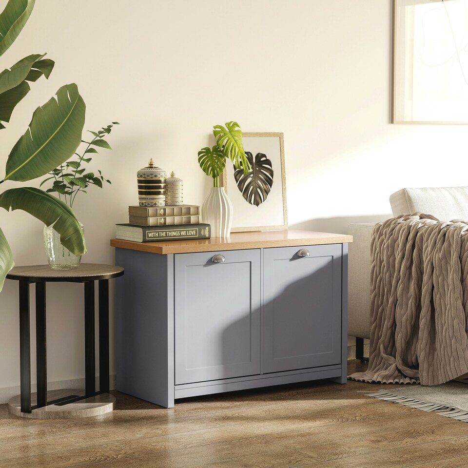 image 1 of HOMCOM Shoe Cabinet 4 Storage Units Wood Effect Top Entryway