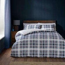 Catherine Lansfield Cosy Sherpa Check Duvet Cover Set Grey (Copy) Blue | Navy Blue | Single