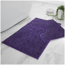 VELVETIO Shiny Sparkling Bath Set Anti Slip Pedestal Mat Bathroom Rugs Purple