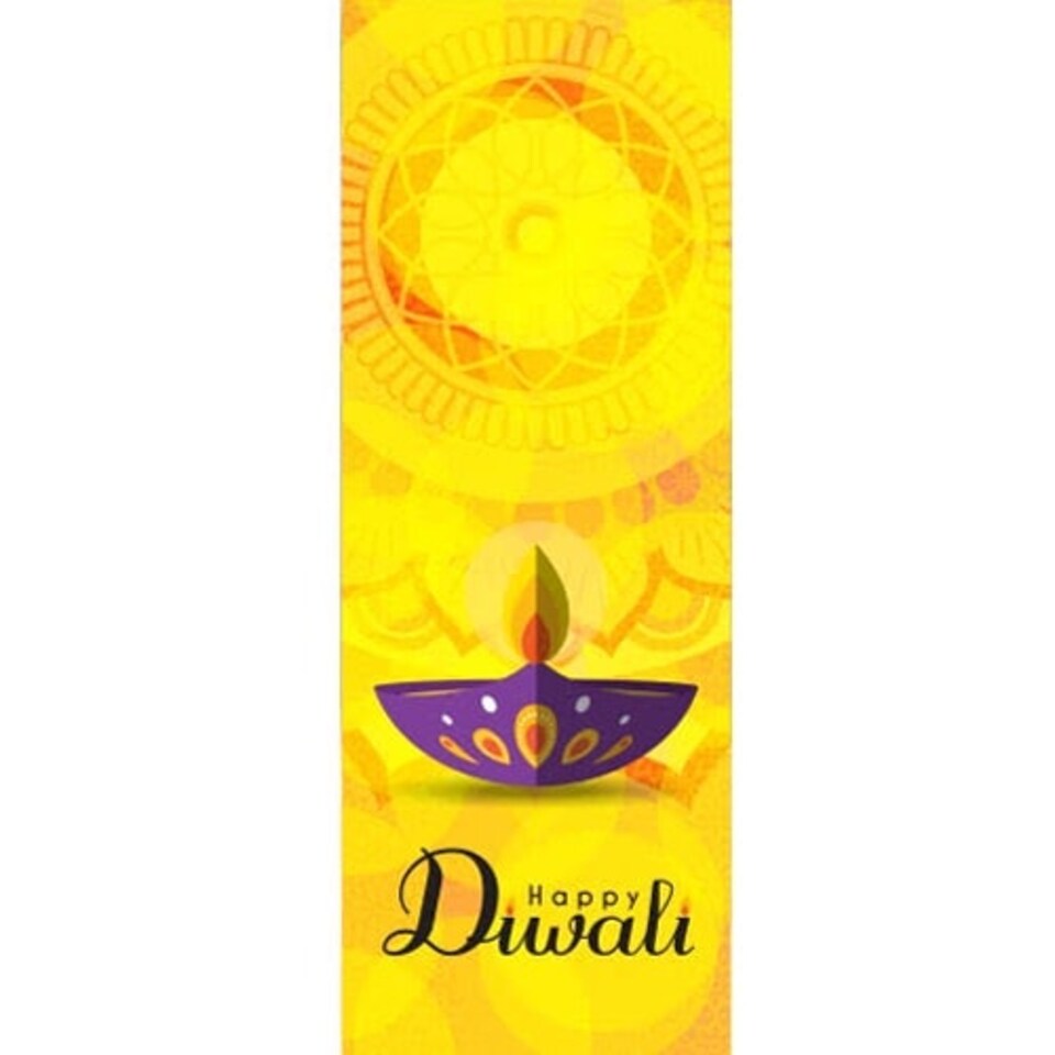 Happy Diwali Yellow Wall Poster PVC Party Sign Decoration 70cm x 25cm