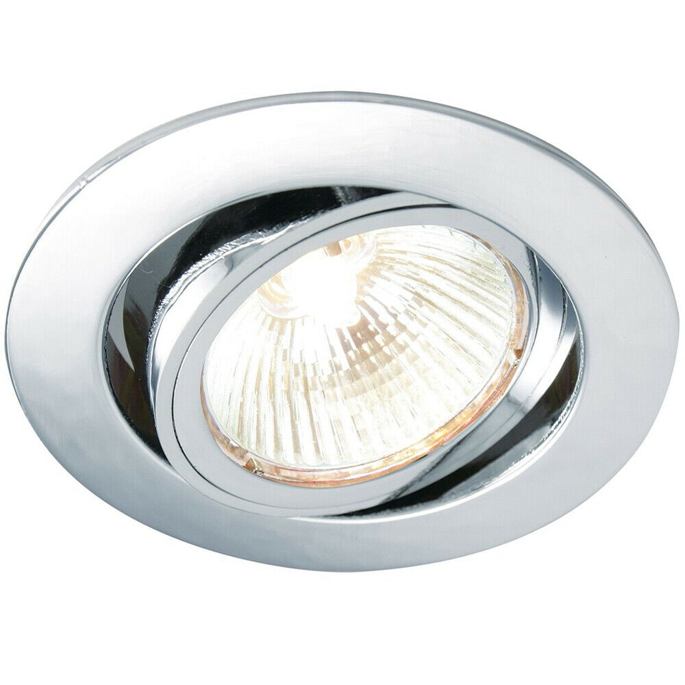 Loops TILTING Round Recess Ceiling Down Light Chrome 95mm Flush GU10 Lamp Fitting