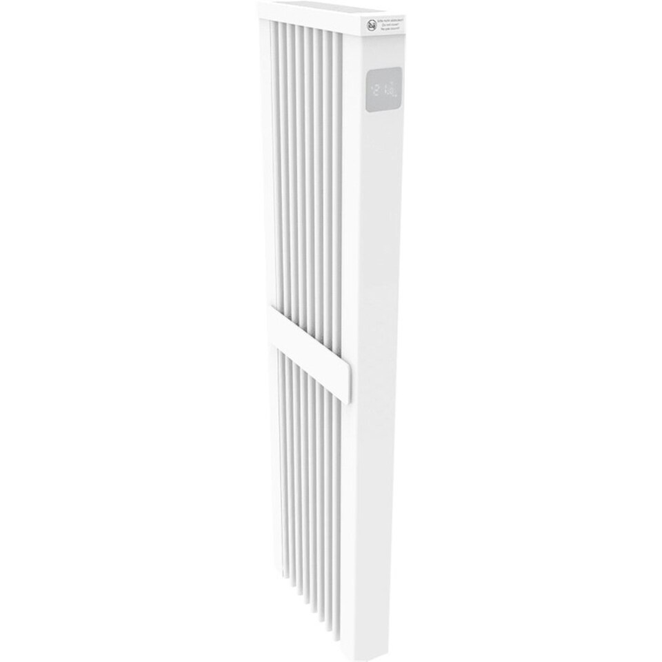 image 1 of 380mm (W) x 1250mm (H) - White Wi-Fi Ceramic Clay Core Electric Radiator (Girona) - 1600 Watts - Depth 90mm + Castors - Heats up to 16m²