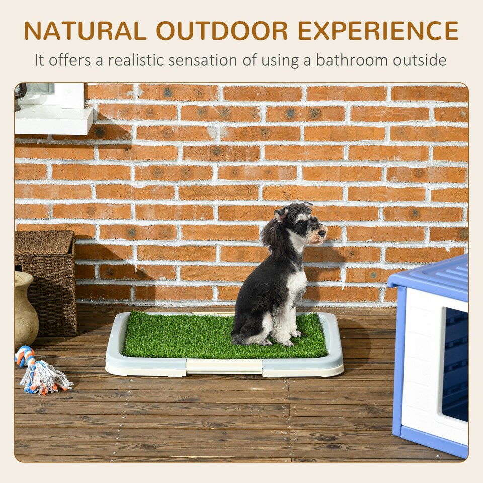 image 1 of PawHut Dog Toilet Indoor w/ Artificial Grass, Grid Panel, Tray, 63 x 48.5cm