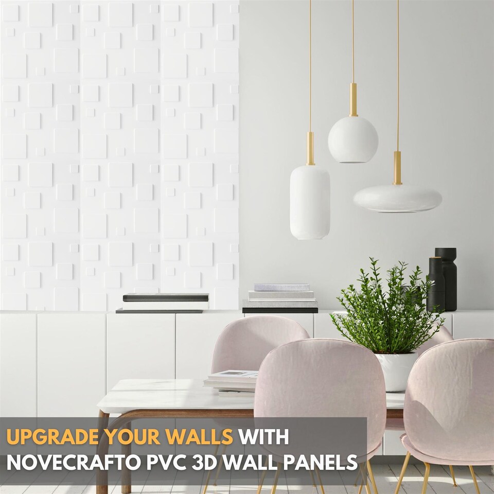 image 1 of NOVECRAFTO Decorative 3D Wall Panels (50cm x 50cm) 3D Blocks Design PVC Cladding Panel