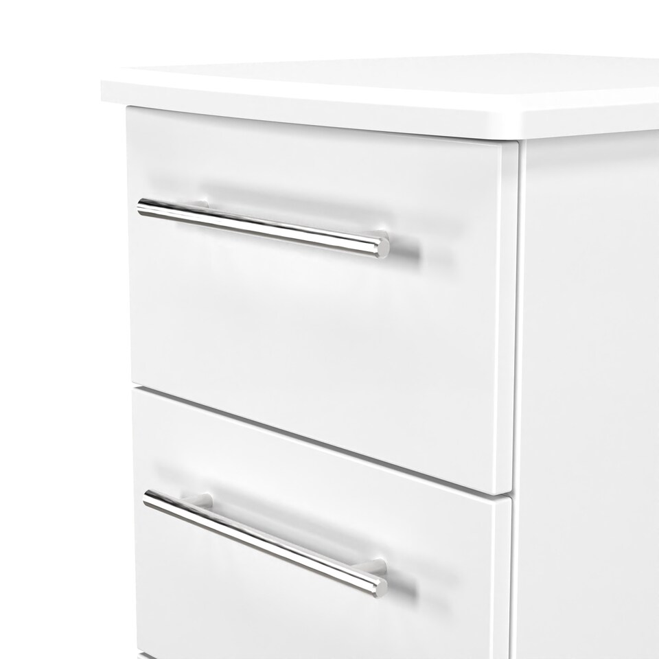 image 1 of Carlton 3 Drawer Bedside Cabinet in Porcelain Matt (Ready Assembled) | White | Porcelain Matt