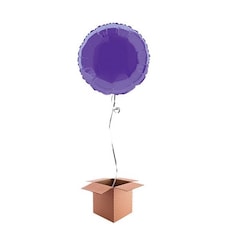 Purple Round Foil Balloon - Inflated Balloon in a Box