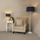 image 1 of ValueLights Charlie White Floor Lamp Navy Shade & Bulb 