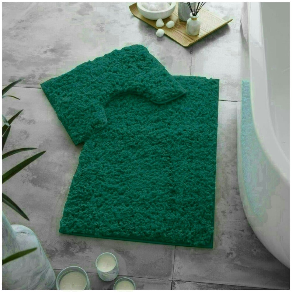 image 1 of VELVETIO Bath Mats & Pedestal Mat Set Anti Slip Super Soft Water Absorbent Green | Teal