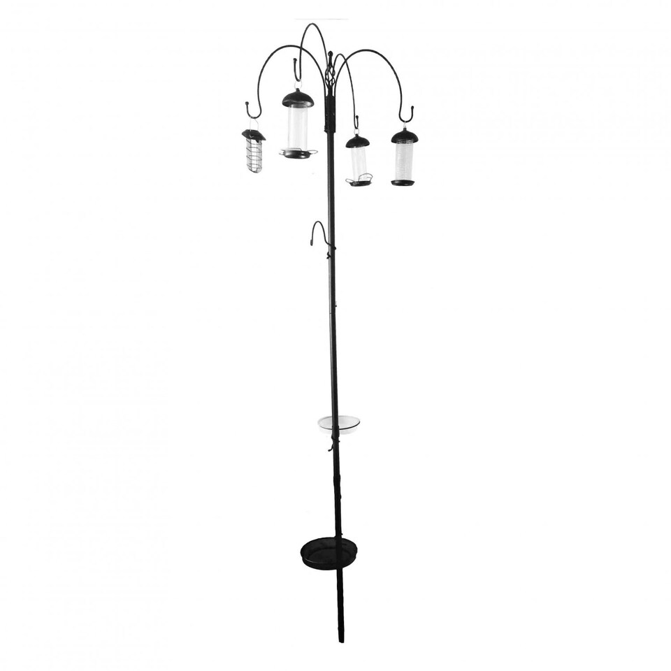 image 1 of Wild Bird Decorative Feeding Station with 4 Feeders, Tray & Bath