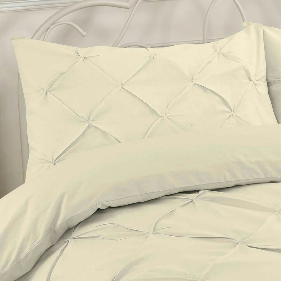 image 1 of Pintuck Pleated Duvet Cover Set - King - Cream