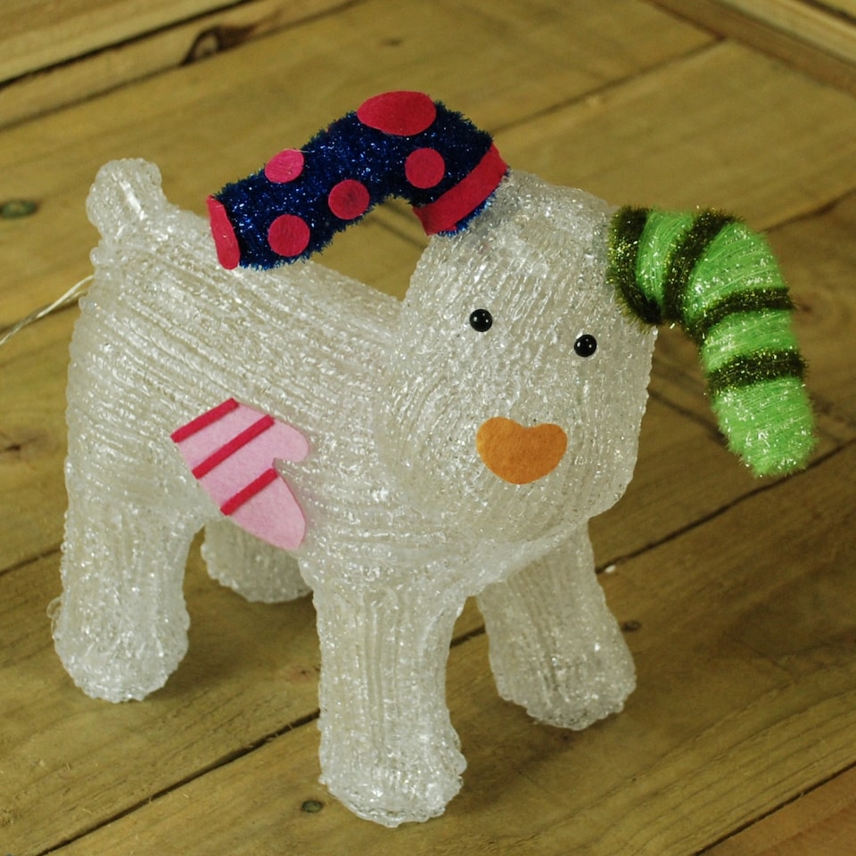 image 1 of 31cm The Snowman Acrylic Snowdog Christmas Decoration with 24 Ice White LEDs