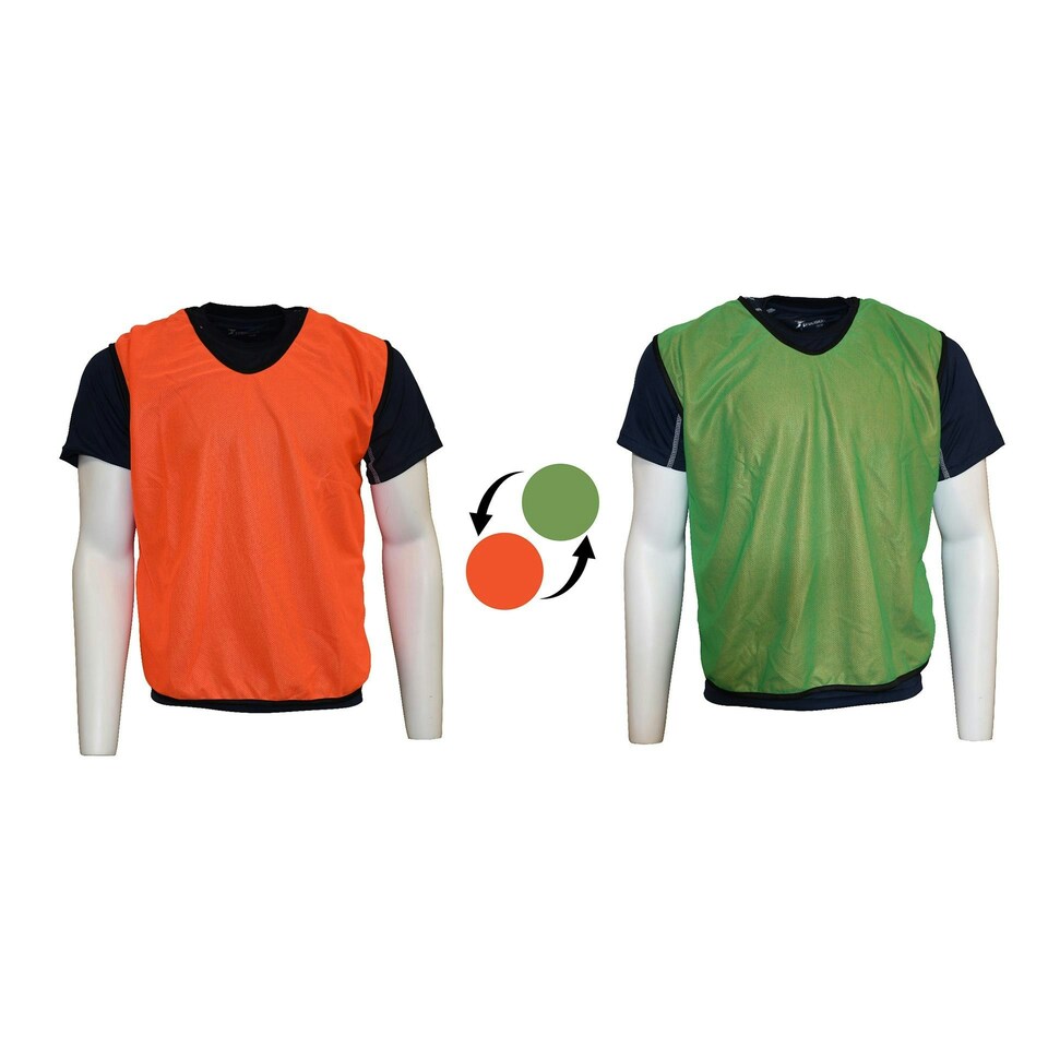 Precision Unisex Adult Plain Mesh Reversible Training Bib - Orange/Green - 15 Years