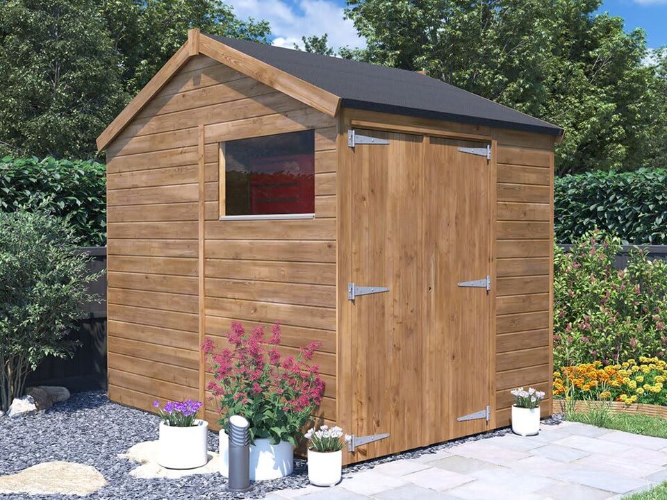 image 1 of Dunster House Wooden Shed 1.8 x 2.4m (6' x 8') 12mm Walls Outdoor Garden Storage, Apex Roof With Window, Overlord Modular