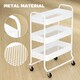 image 6 of HOMCOM 3-Tier Storage Trolley on Wheels, Rolling Utility Cart with Mesh Backets, Mobile Storage Cart for Kitchen, Bathroom, Bedroom, White | White | White
